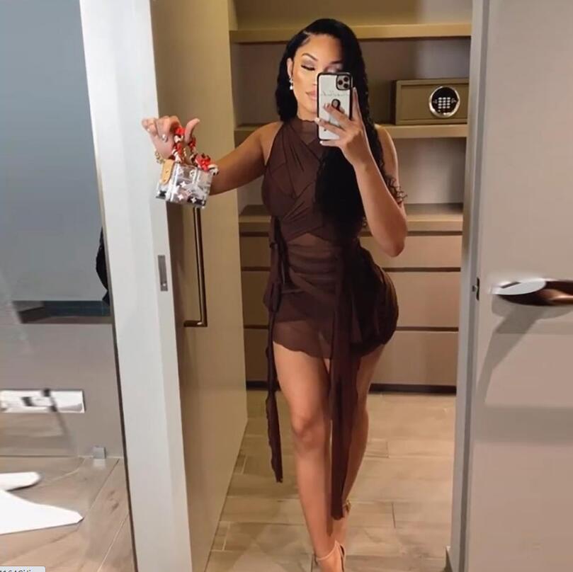 Kliou Ribbons Mesh See Through Bodycon Party Dresses Women Clubwear Mini Dress Solid Sleeveless Basic Female Outfits - Image 2