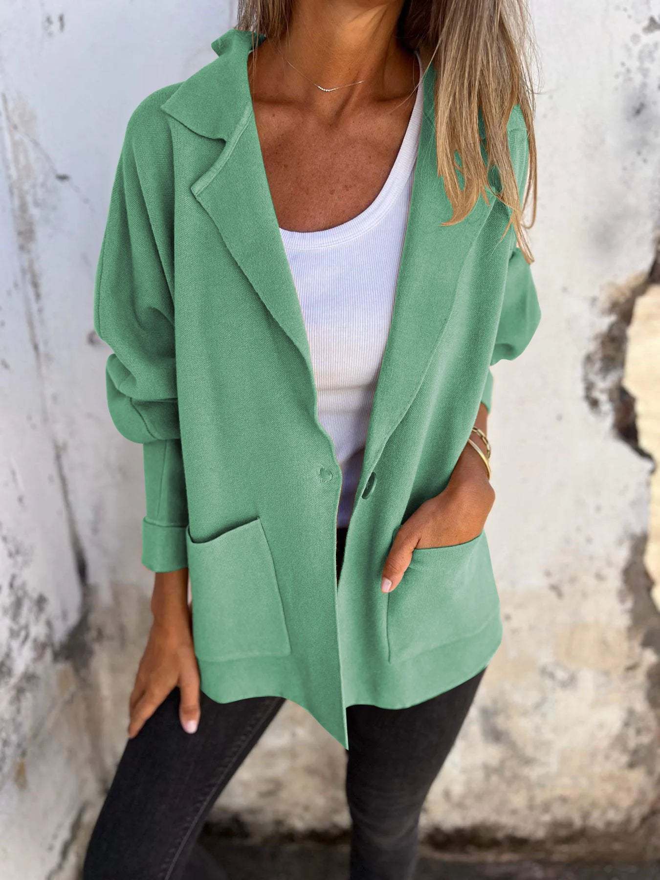 Casual Lapel Jacket With Pockets Fashion Versatile Long Sleeve Outwear Tops Coat For Womens Clothing - Image 4