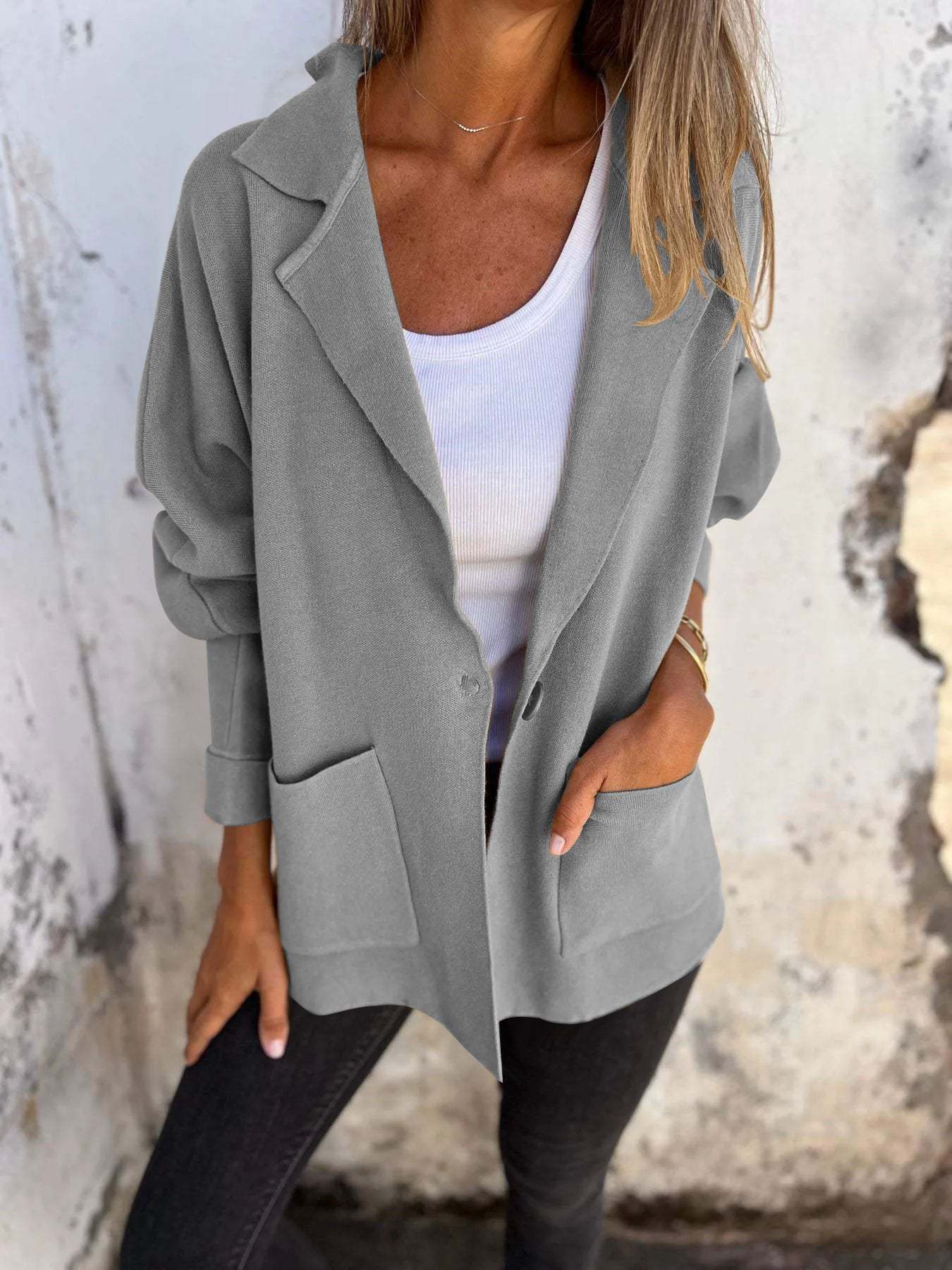 Casual Lapel Jacket With Pockets Fashion Versatile Long Sleeve Outwear Tops Coat For Womens Clothing - Image 5