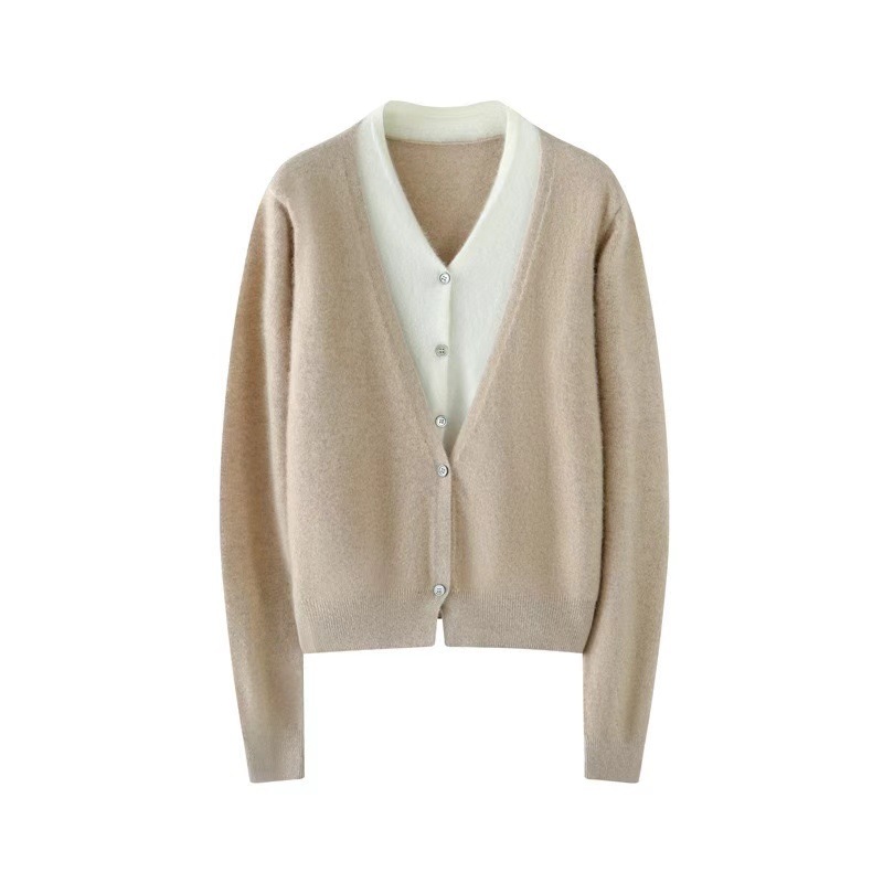 Women's Fake Two-piece V-neck Sweater - Image 5