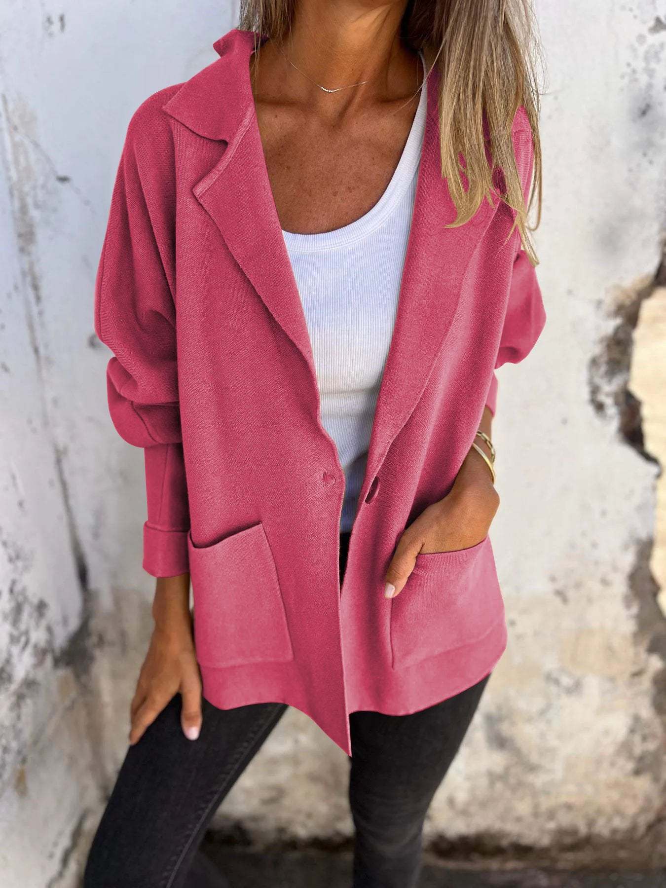 Casual Lapel Jacket With Pockets Fashion Versatile Long Sleeve Outwear Tops Coat For Womens Clothing - Image 6